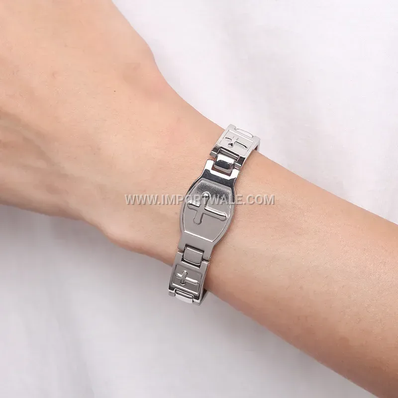 Vintage Cross Link Titanium Steel Magnetic Bracelet for Men