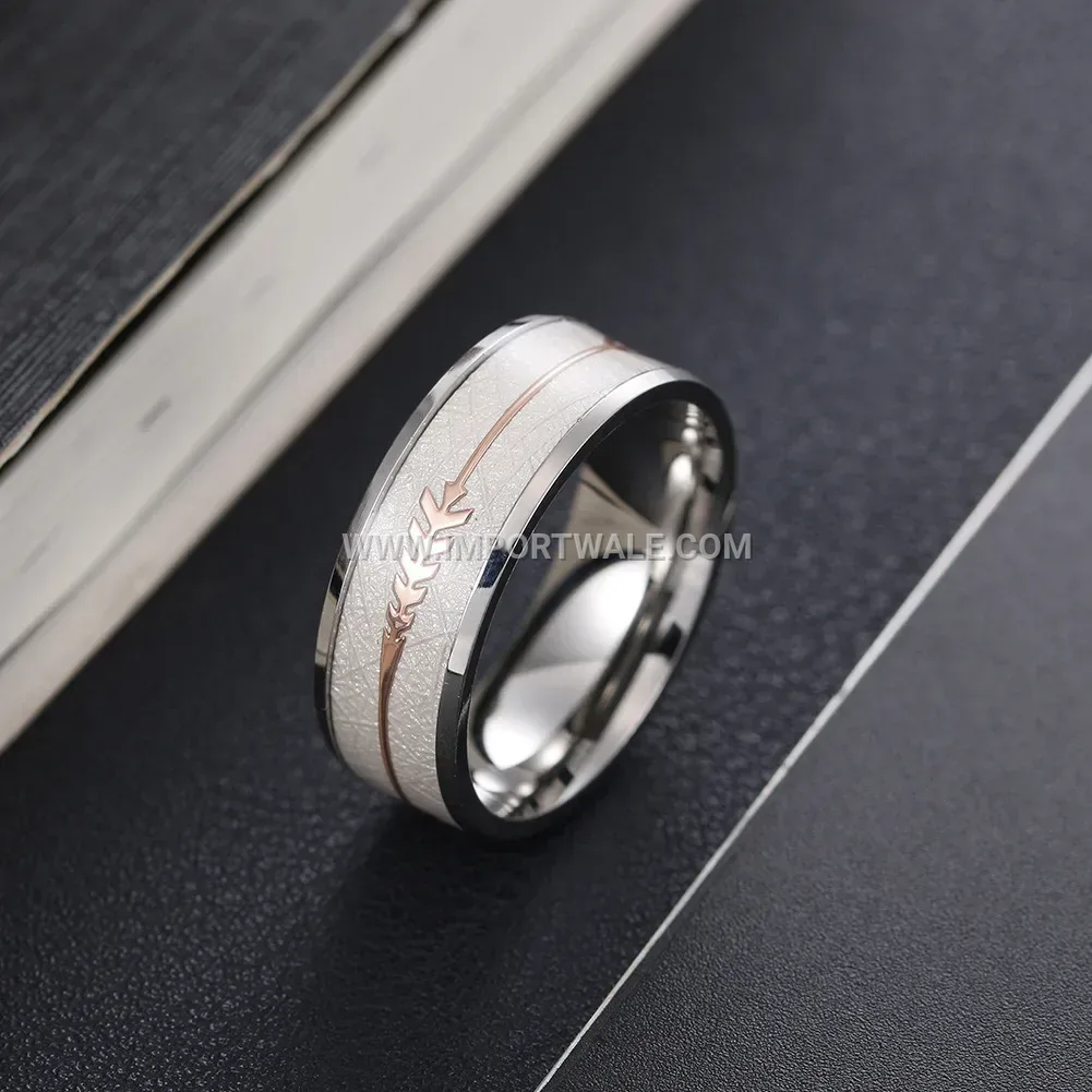 Arrow Fishbone Patterned Stainless Steel Band Ring