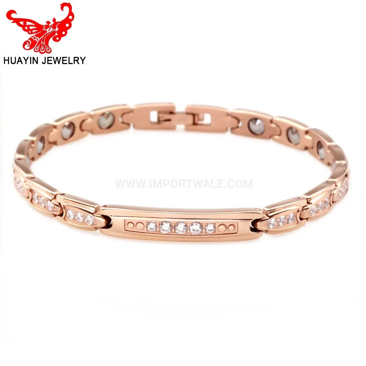 Fashion Sparkling Zircon Titanium Steel Geometric Bio Bracelet