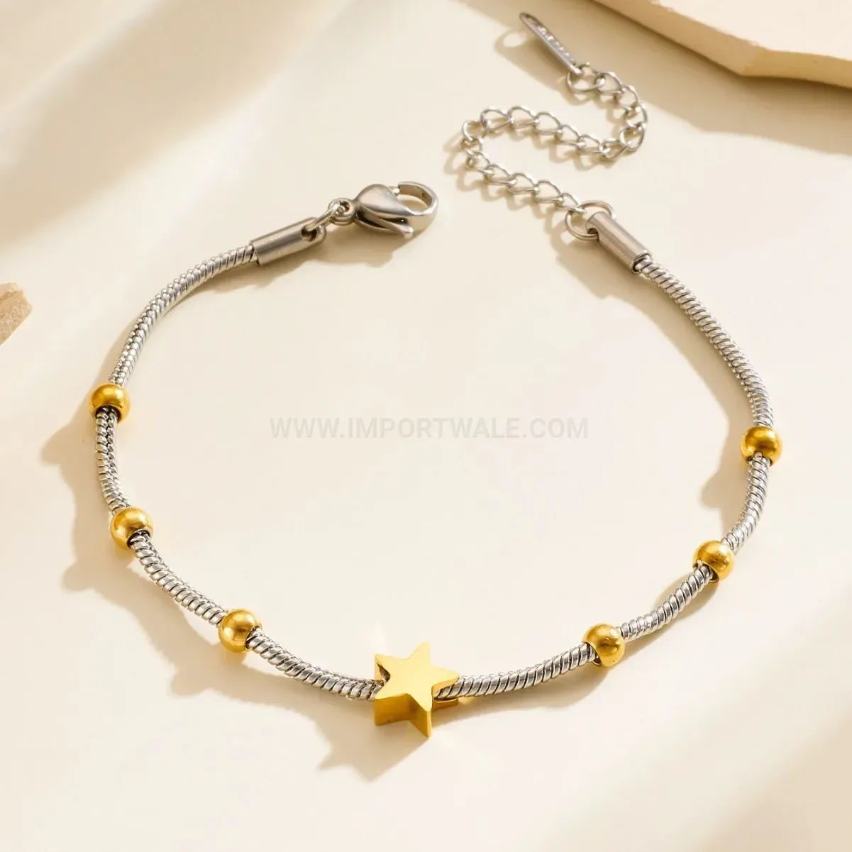 Minimalist Stainless Steel Star Bead Anti Tarnish Bracelet