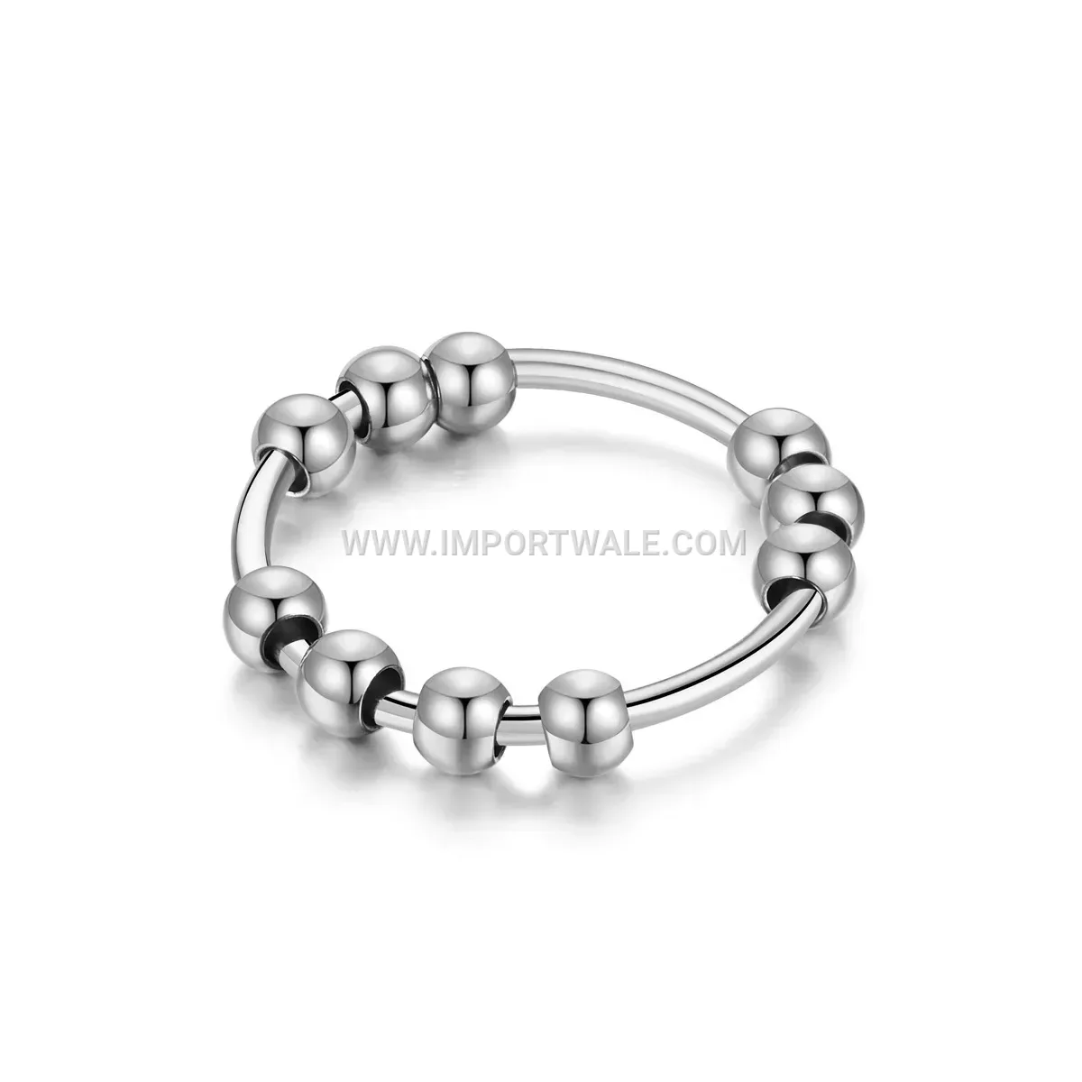 Ten Bead Stainless Steel Rotatable Spinner Band Ring