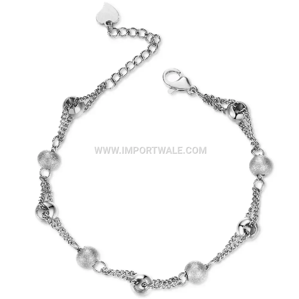 Frosted Stainless Steel Bead Adjustable Minimalist Bracelet