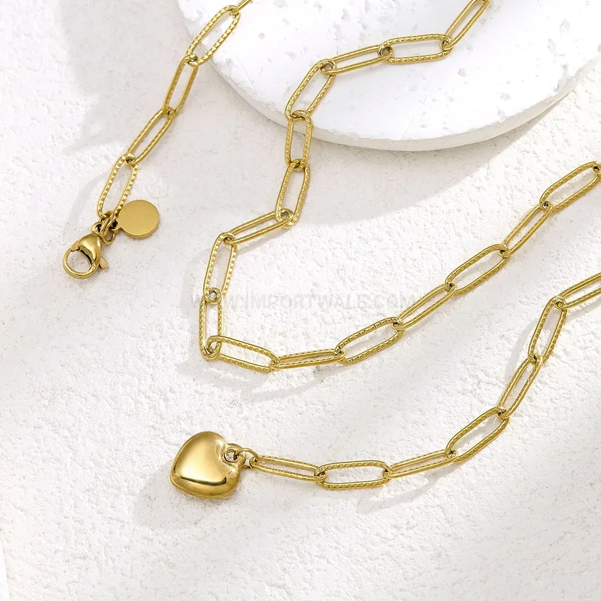 Bold Minimalist Stainless Steel Heart Pendant Jewelry Set