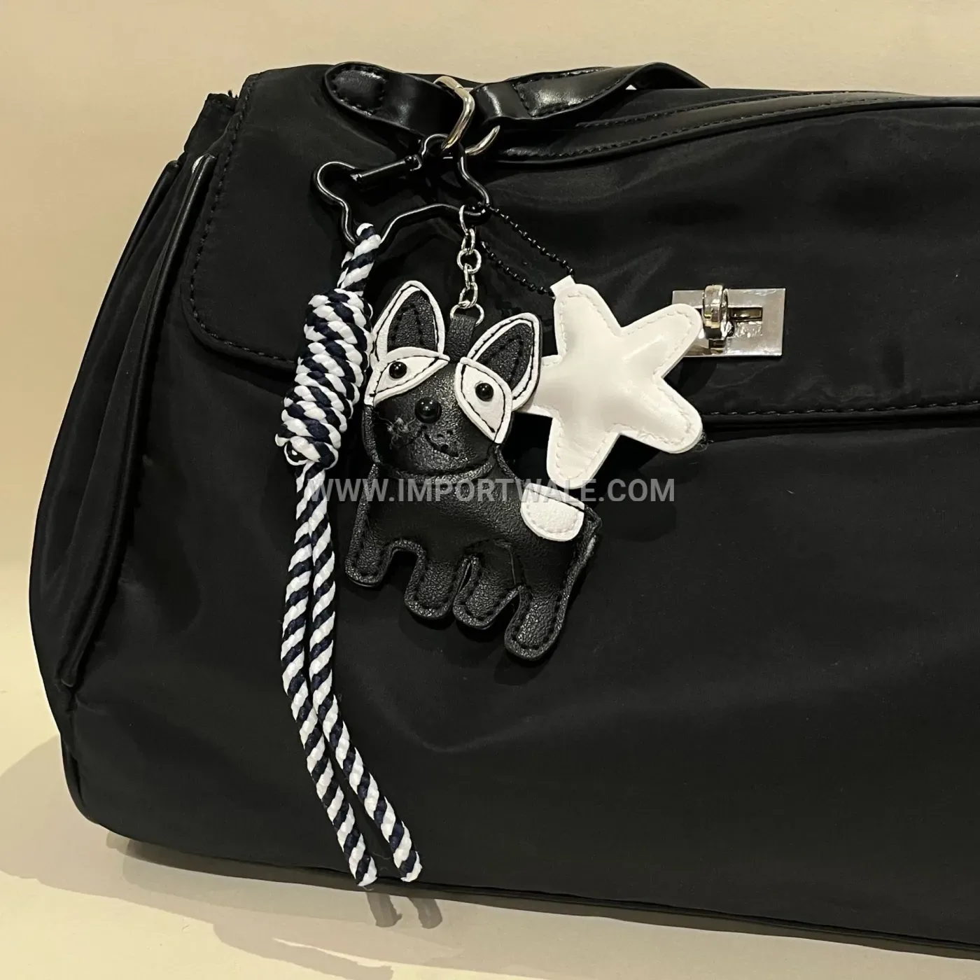 Handcrafted Leather Dog and Star Bag Charm