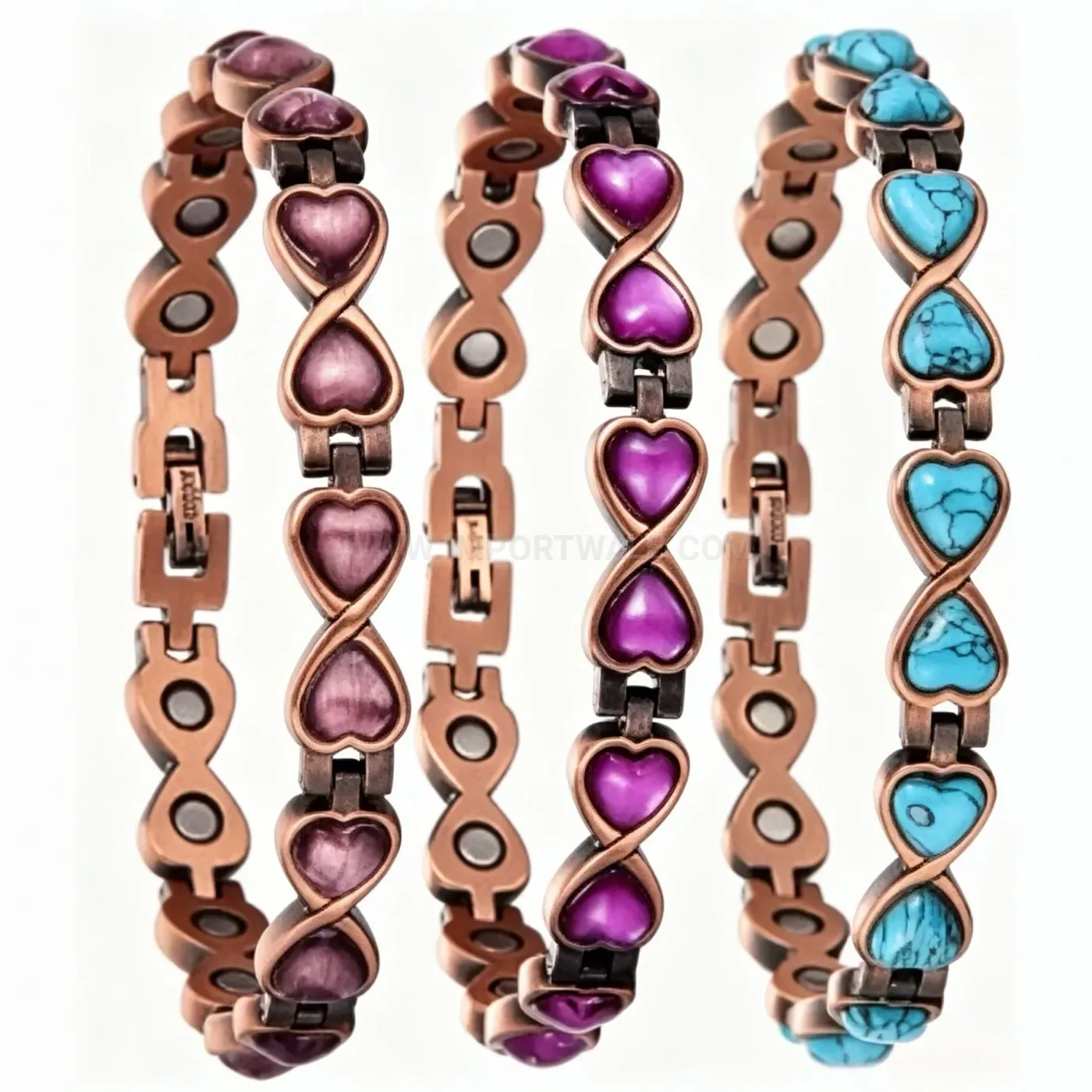 Stylish Vintage Heart Cutout Red Copper Magnetic Energy Bracelet