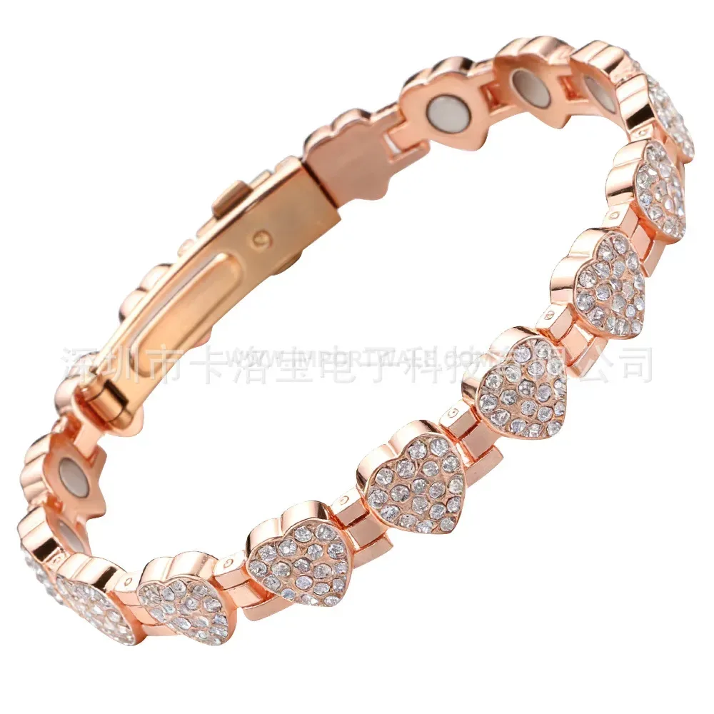 Chic Sweet Heart Copper Crystal Bio Magnetic Bracelet