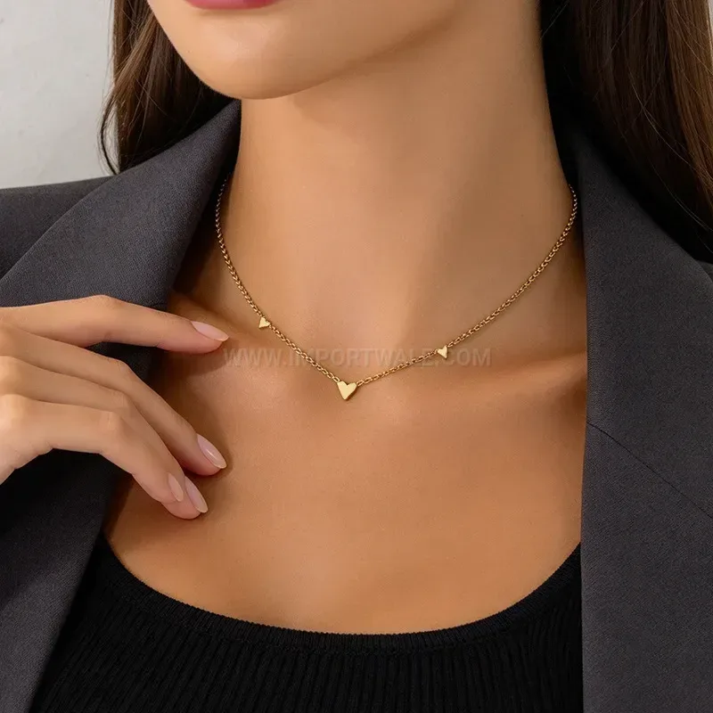 Premium Minimalist Gold Plated Heart Jewelry Set