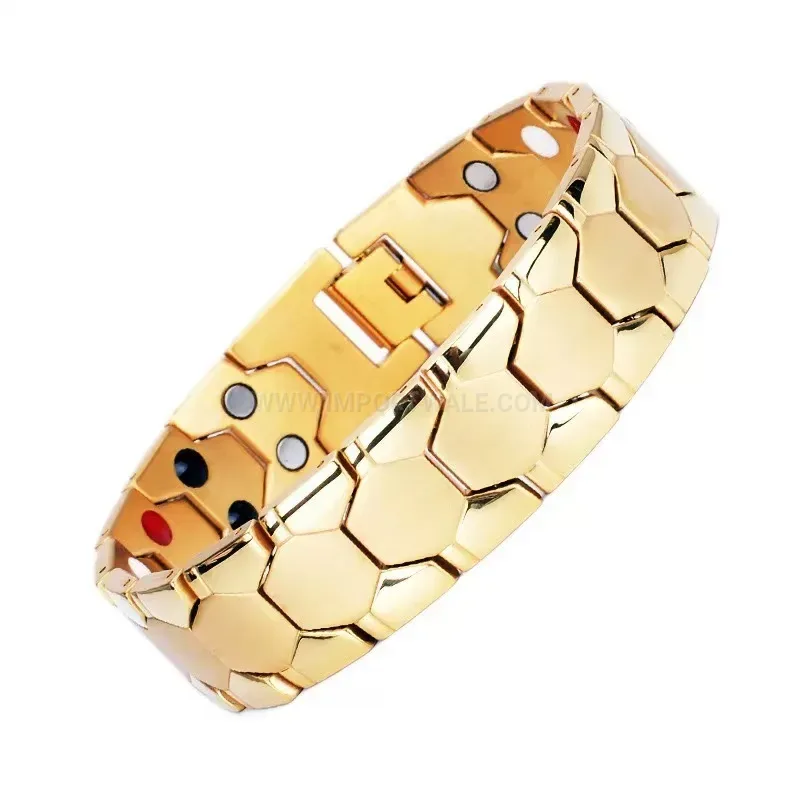 Premium Hexagonal Titanium Steel Magnetic Therapy Bracelet