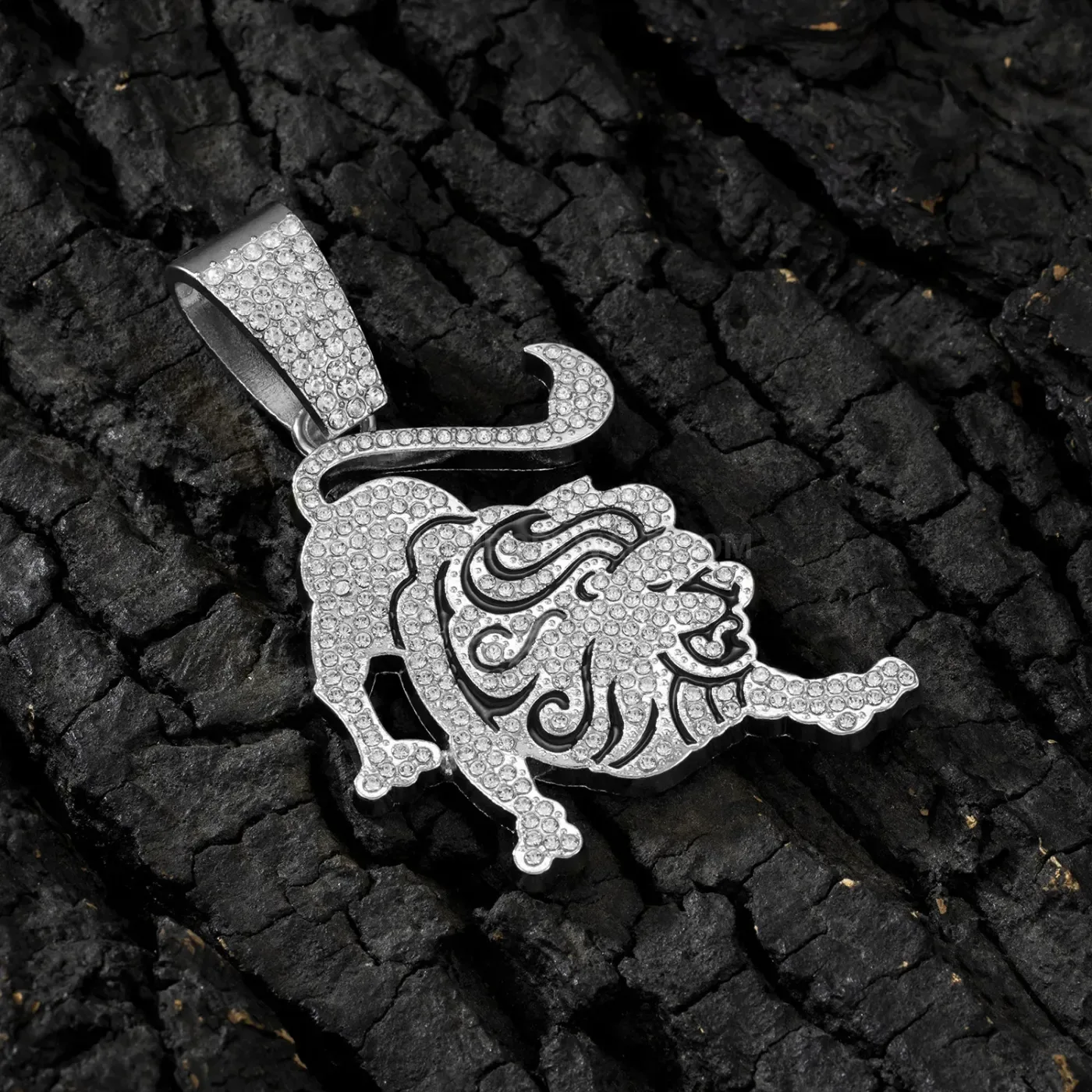Designer Men's Iced Out Rhinestone Lion Cuban Chain Necklace