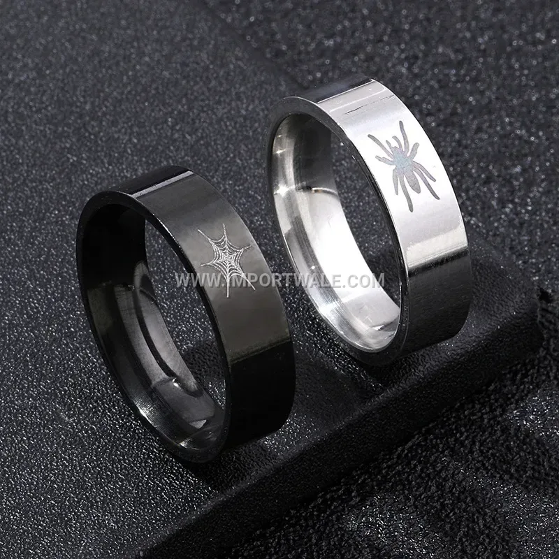 Stainless Steel Spider Web Matching Couple Ring
