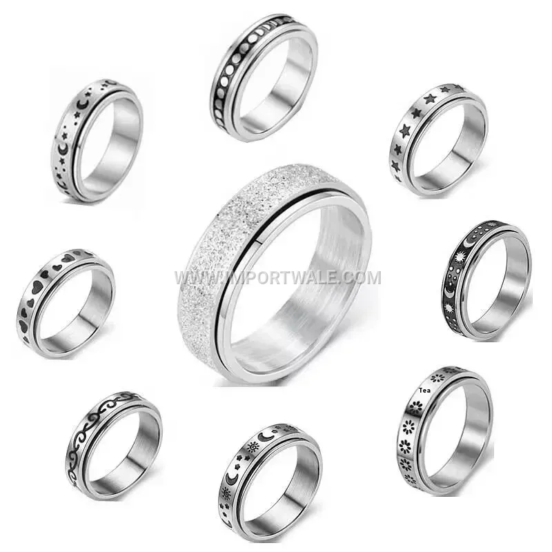 Rotatable 18K Gold Plated Stainless Steel Spinner Ring