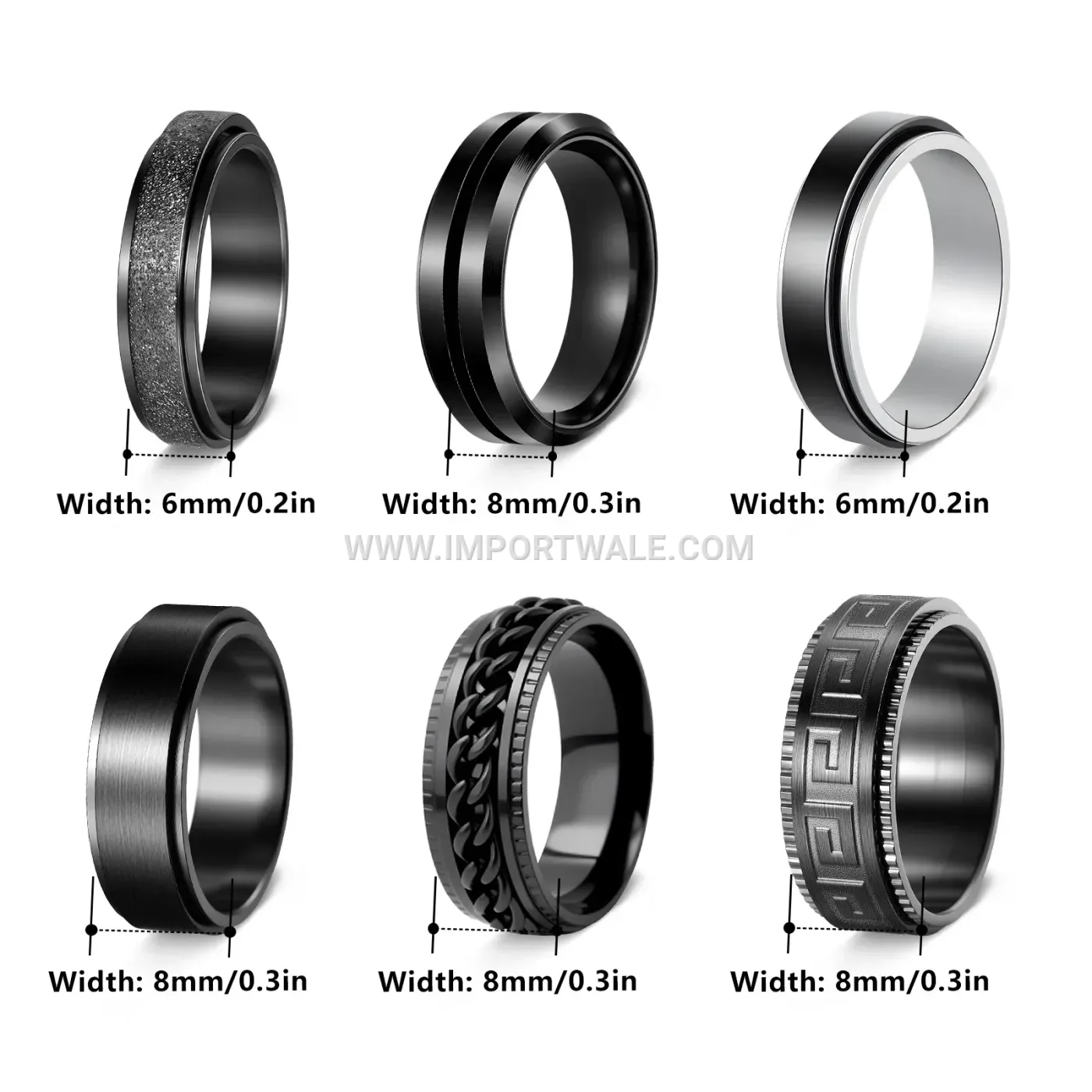 Frosted Chain Spinner Stainless Steel Ring