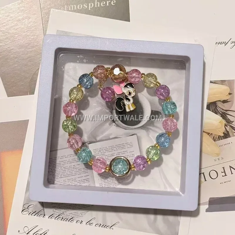 Colorful Beaded Glass Horse Charm Bracelet for Children