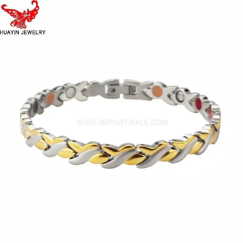 Bold Wavy Link Titanium Steel Bio Magnetic Bracelet for Women
