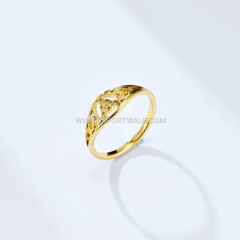 Gold Plated Stainless Steel Viking Celtic Knot Openwork Ring