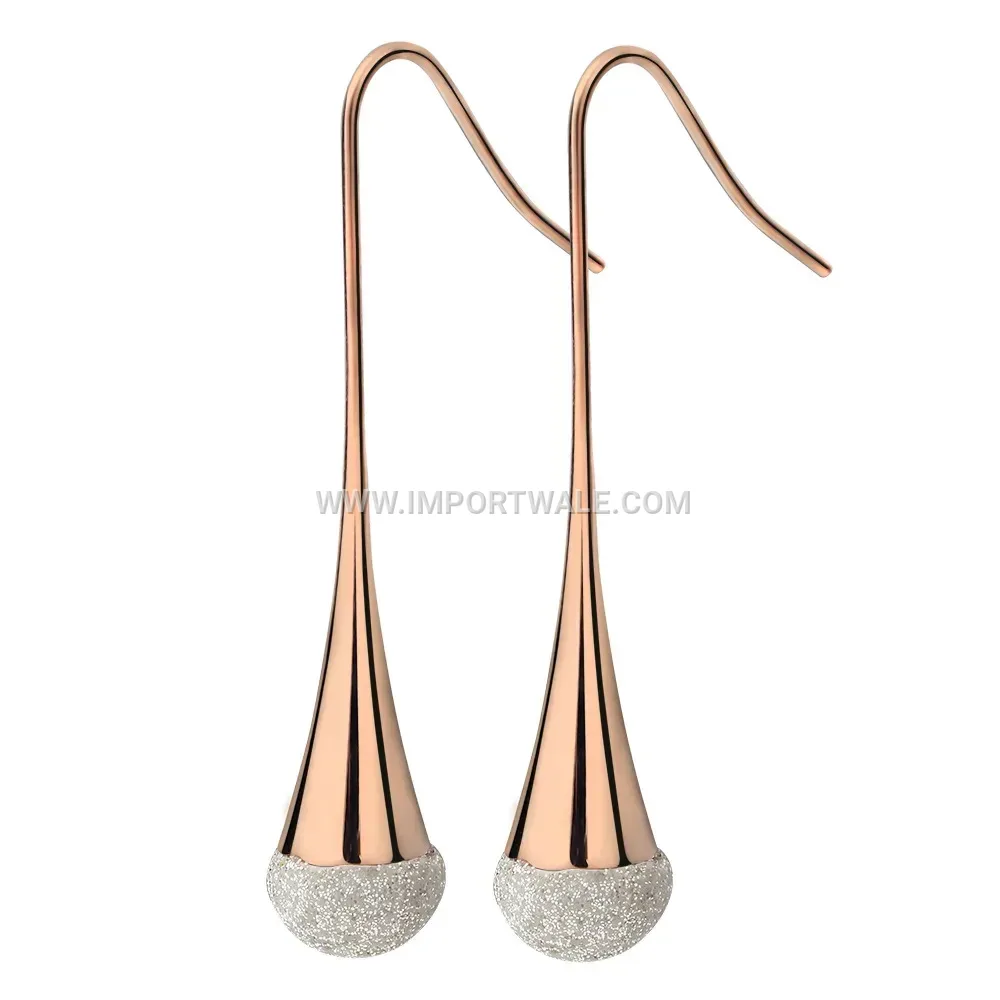 Frosted Teardrop Stainless Steel Stud Earrings