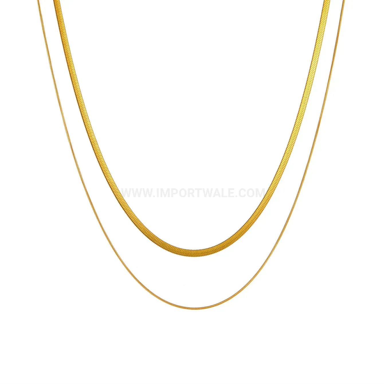 Bold Double Layered Titanium Steel Snake Chain Choker Necklace