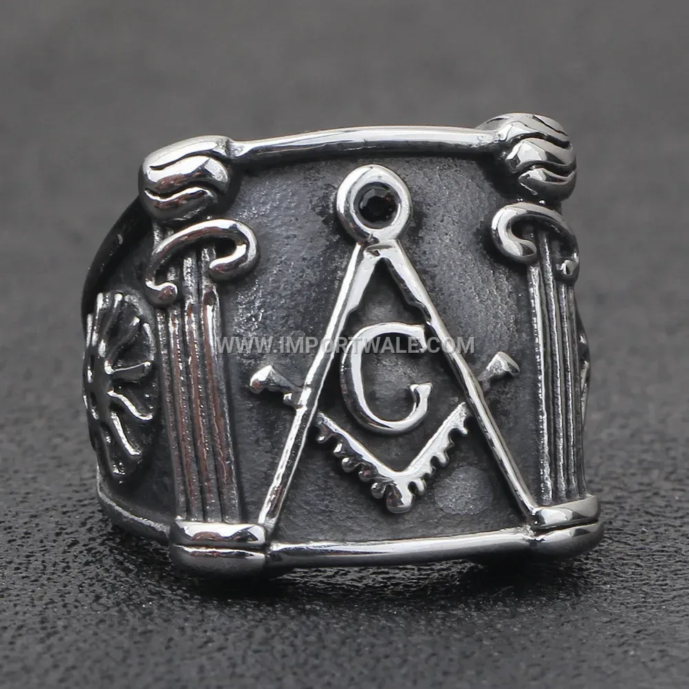Vintage Masonic Emblem Stainless Steel Men Ring