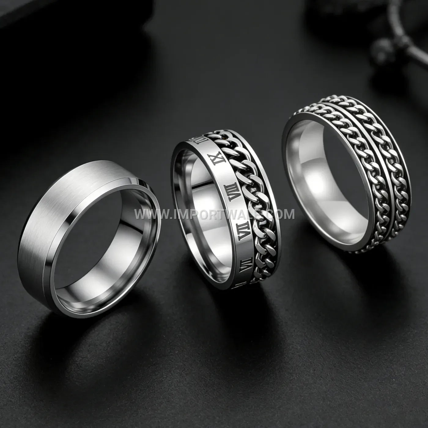 Triple Band Polished Stainless Steel Rolling Ring for Women