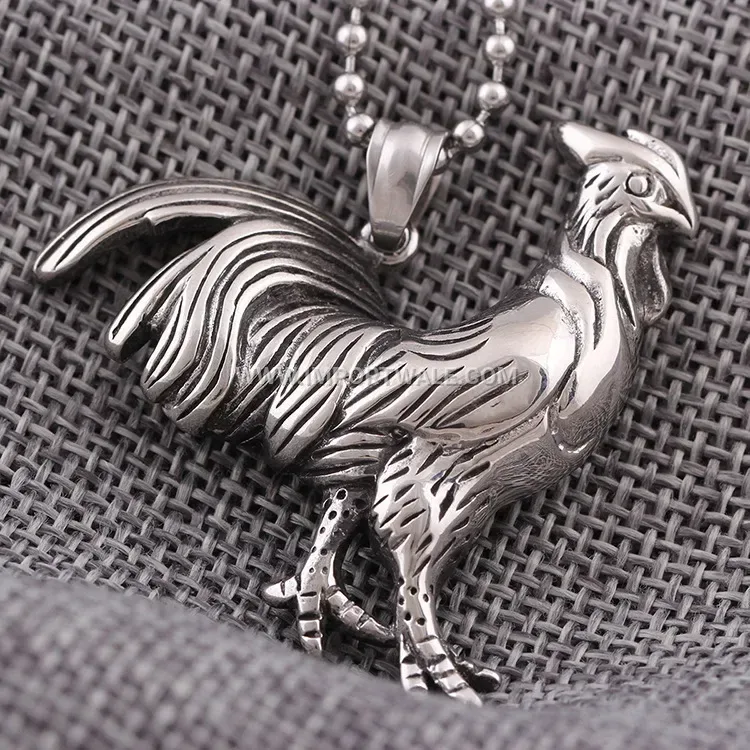 Gallic Rooster Stainless Steel Pendant Necklace for Men