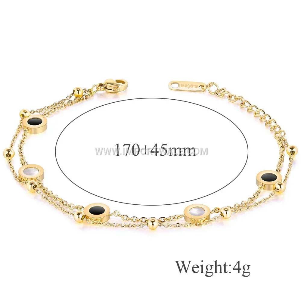 Double Layer Adjustable Stainless Steel Shell Disc Bracelet