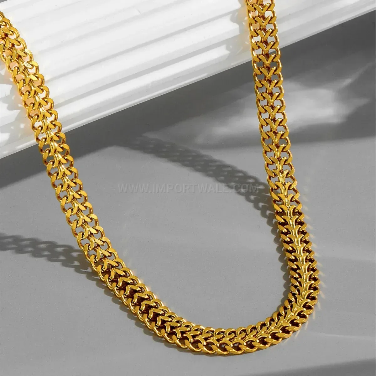 Vintage Gold Woven Thick Chain Titanium Steel Jewelry Set