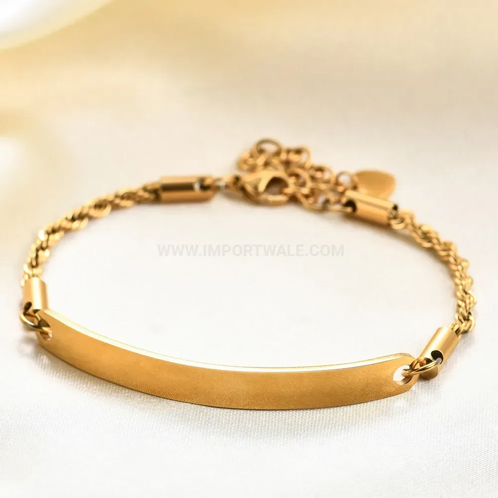 Minimalist Smooth Curved Bar Stainless Steel Chain Bracelet