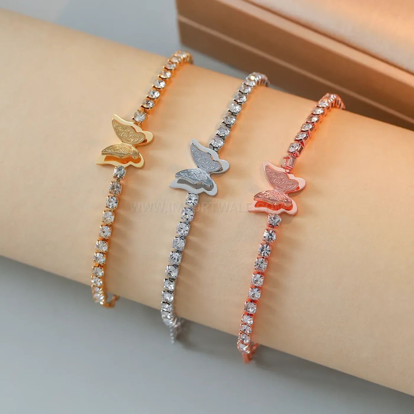 Butterfly Zircon Stainless Steel Islamic Charm Bracelet