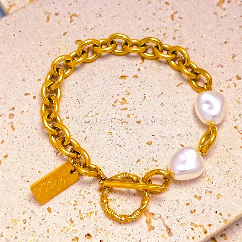 Pearl and Stainless Steel OT Clasp Bracelet