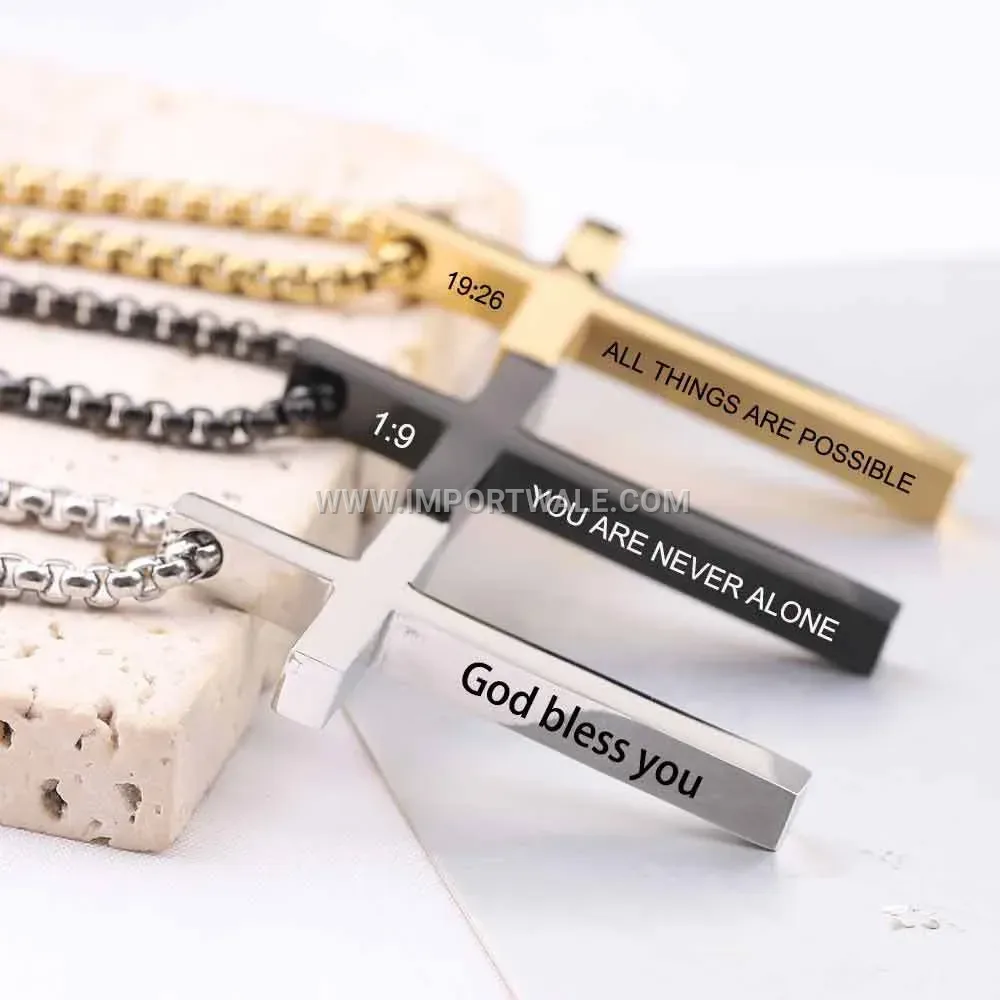 Minimalist Stainless Steel Cross Pendant Necklace