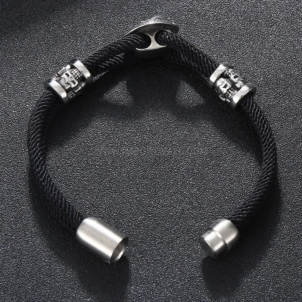 Men Dual-Layer Braided Leather and Stainless Steel Bracelet