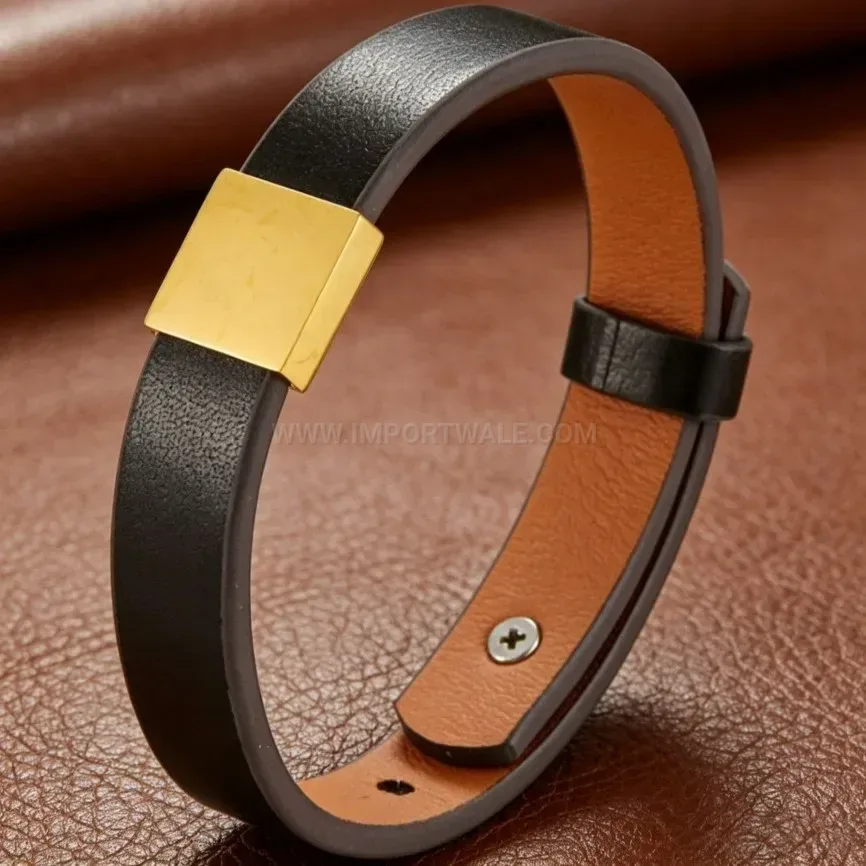 Premium Minimalist Leather Wrap Bracelet with Titanium Steel Clasp