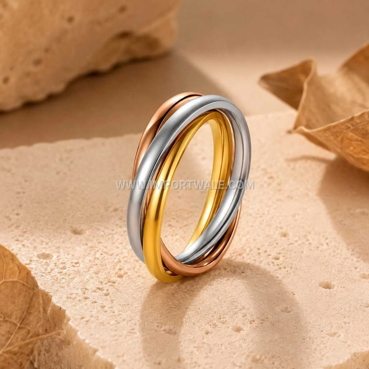 Triple Band Polished Stainless Steel Rolling Ring for Women