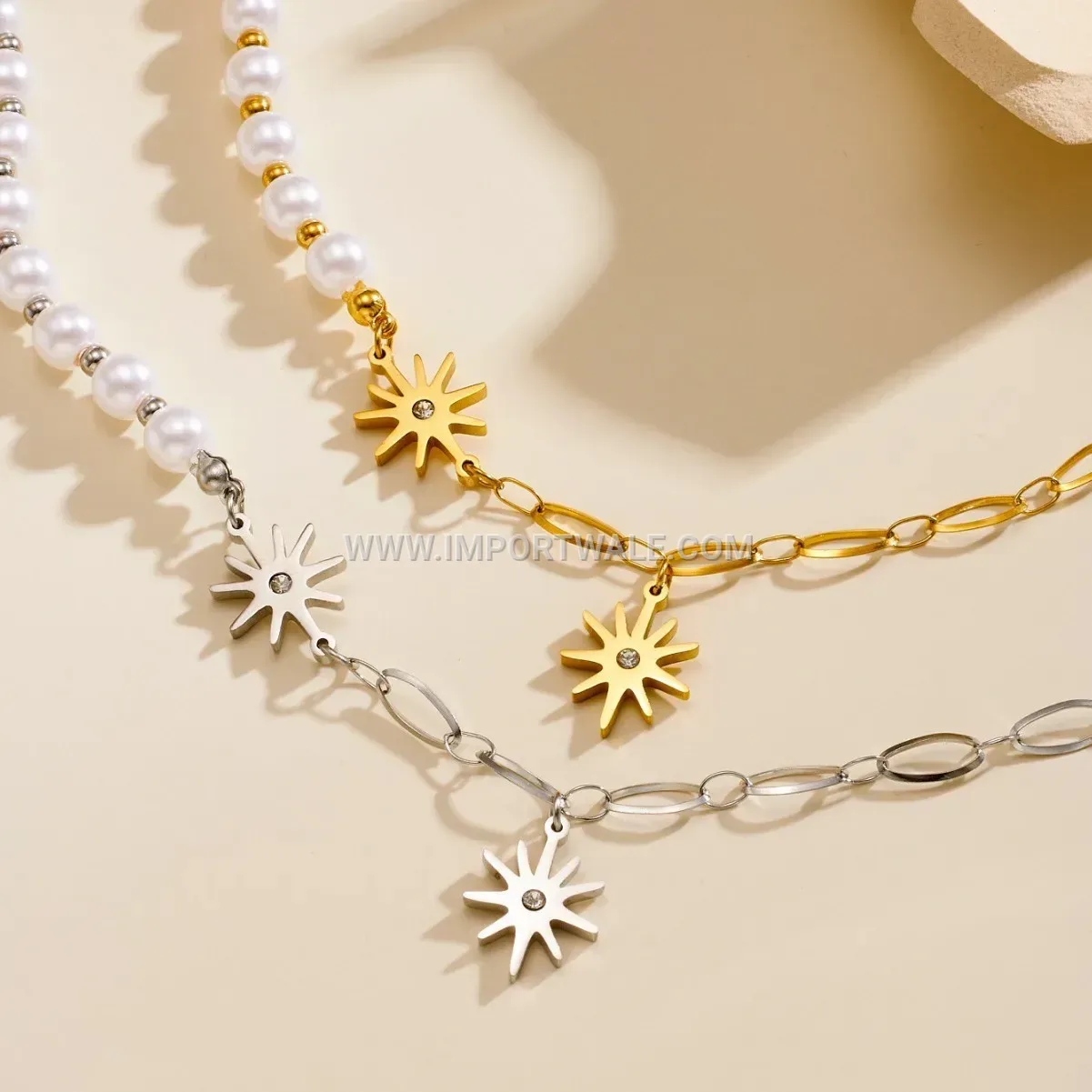 Stainless Steel Star Charm Pearl Anklet