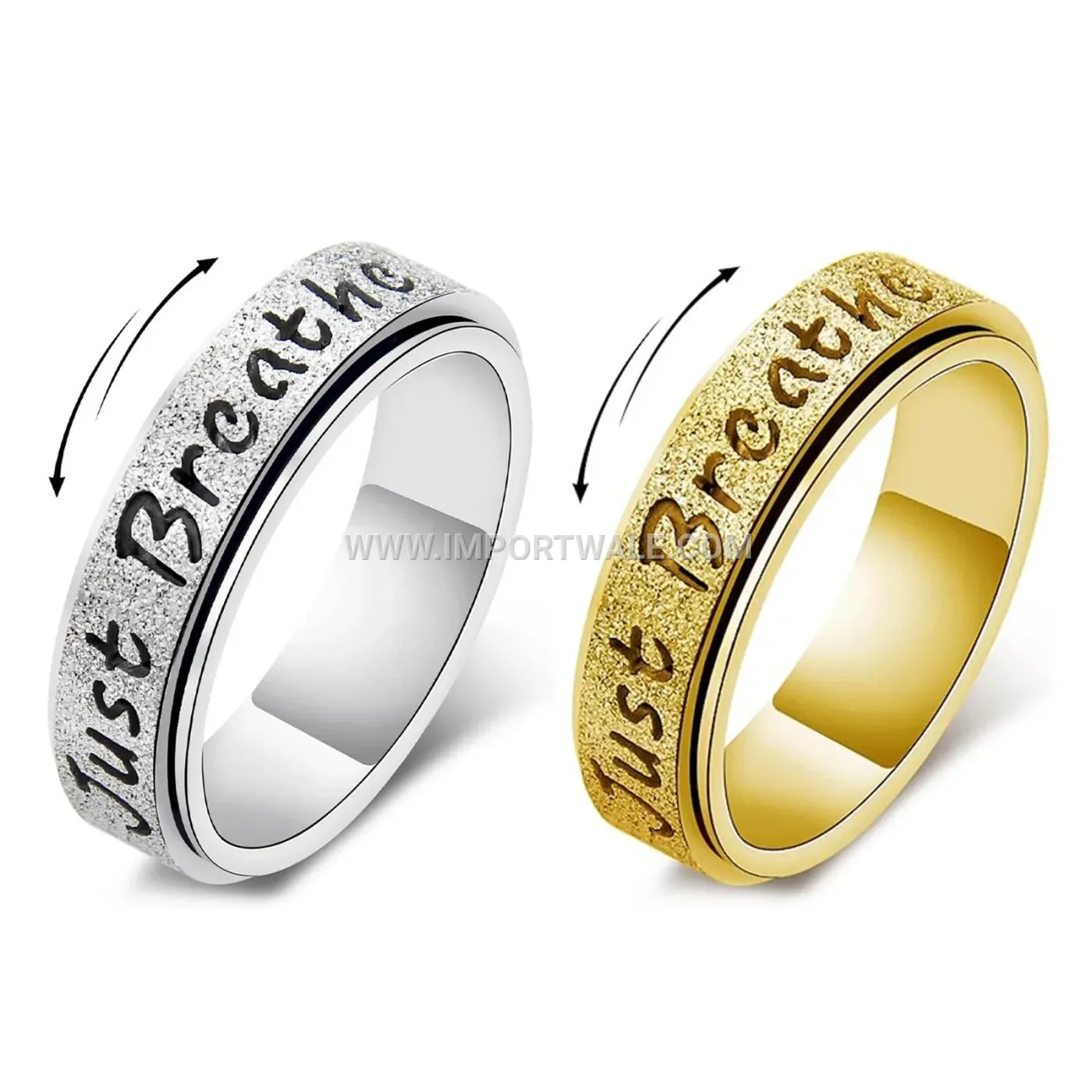 Geometric Rotatable Stainless Steel Stress Relief Band Ring