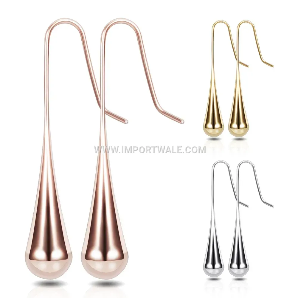 Sleek Teardrop Stainless Steel Stud Earrings