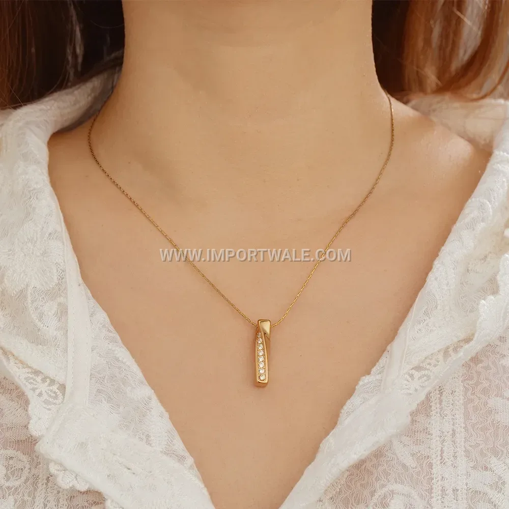 Women's 18K Gold Plated Zircon Stainless Steel Necklace