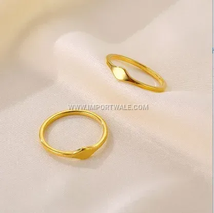 Slim Faceted Gold Stainless Steel Pinky Ring