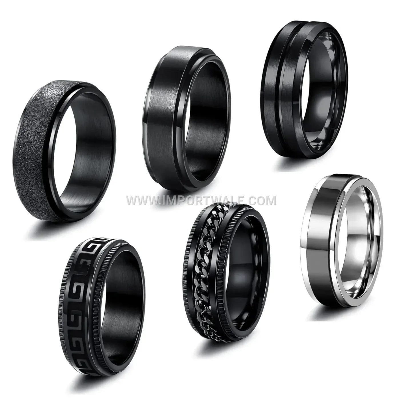 Frosted Chain Spinner Stainless Steel Ring