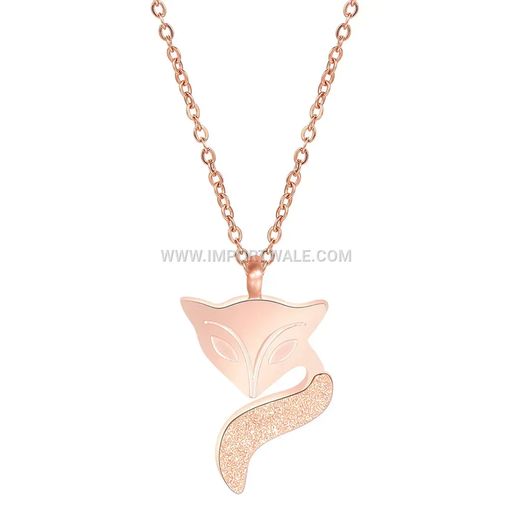 Frosted Little Fox Animal Pendant Stainless Steel Clavicle Necklace