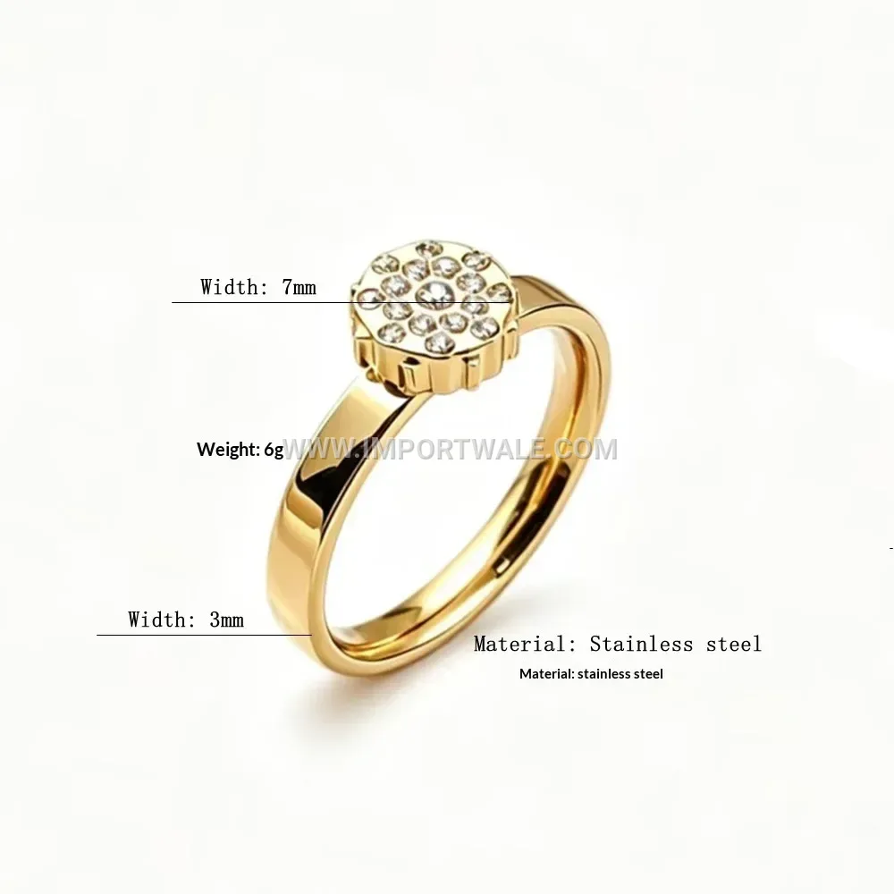 Zircon Inlaid Constellation Stainless Steel Band Ring