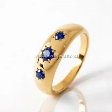 Cast Stainless Steel Hexagram Ring With Colored Crystal