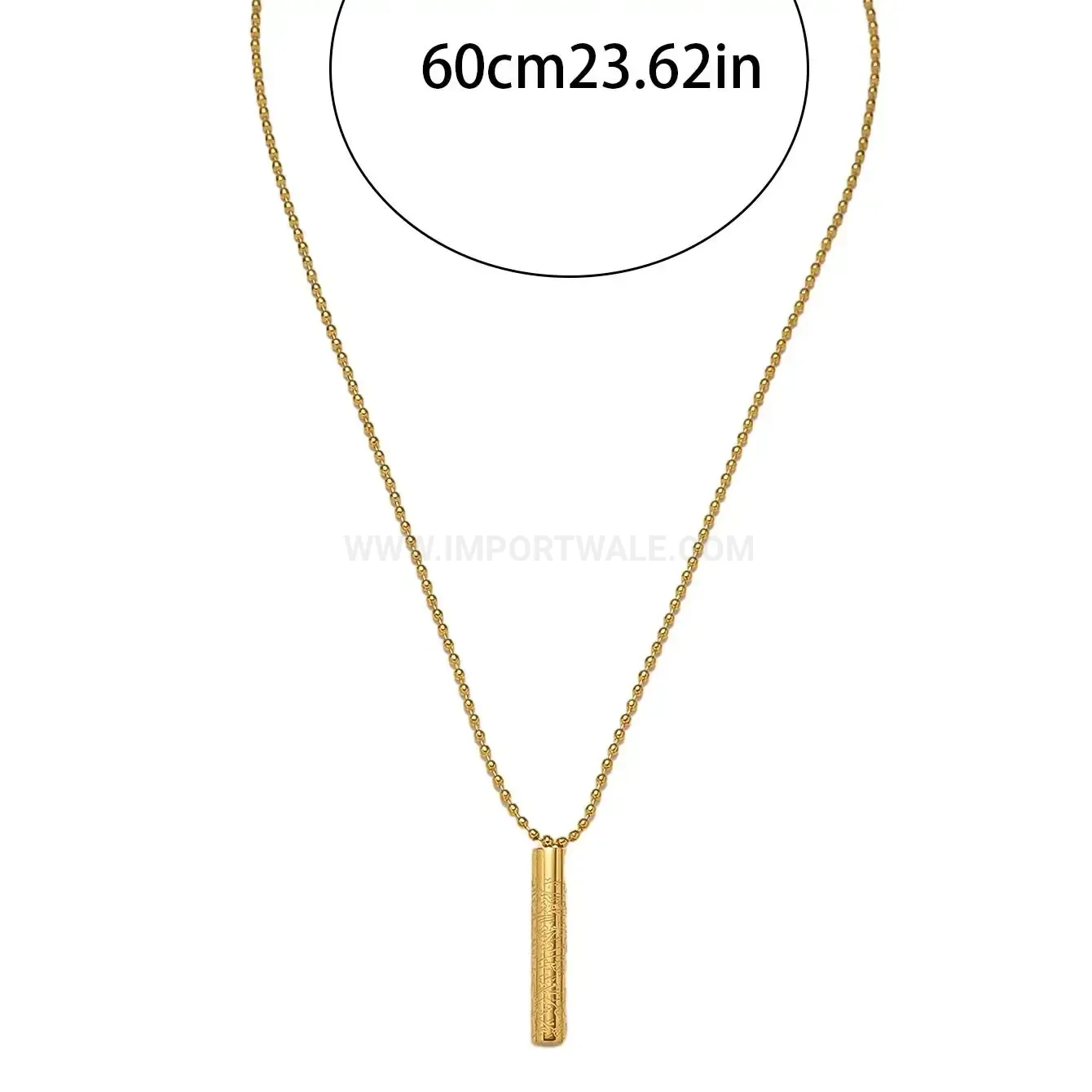 Chic Cylindrical Stainless Steel Ayatul Kursi Calligraphy Pendant Necklace