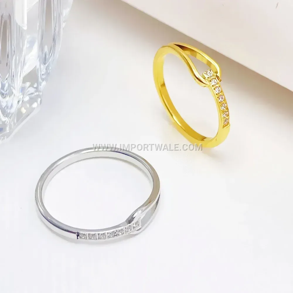 18K Gold Plated Geometric Zircon Stainless Steel Ring