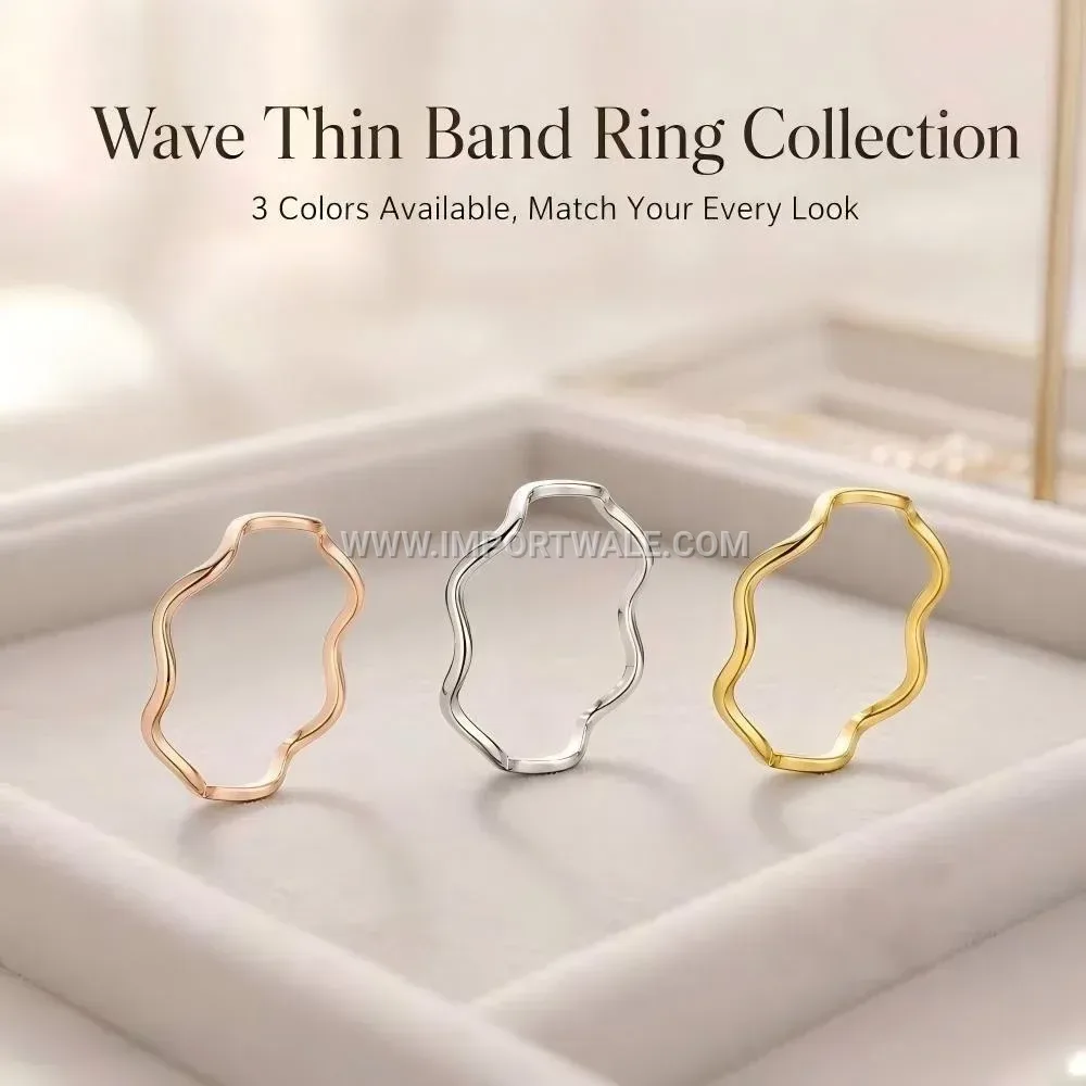 Wavy Ultra Thin Stainless Steel Stackable Band