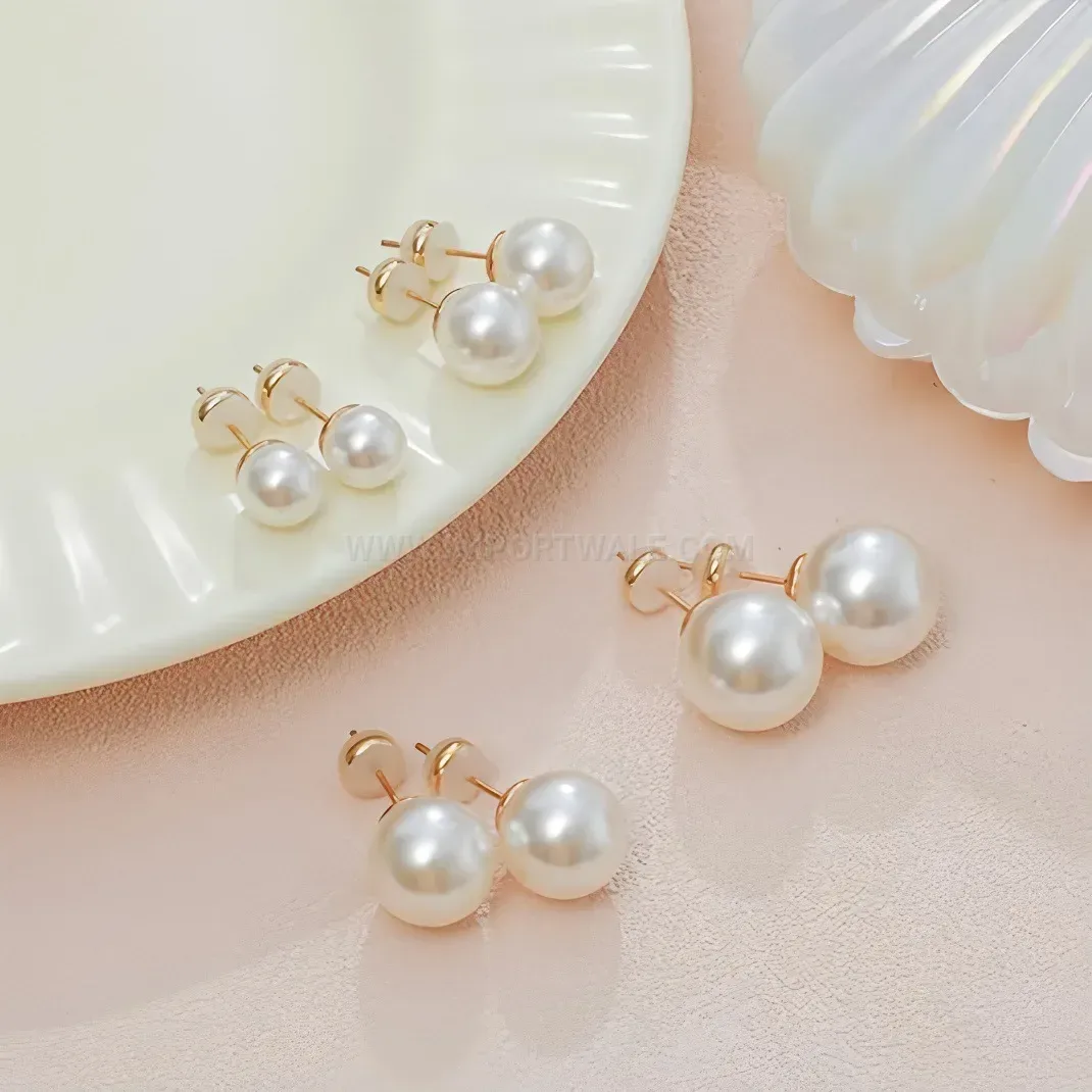 Trendy Vintage Faux Pearl Stainless Steel Cartilage Earring Stud