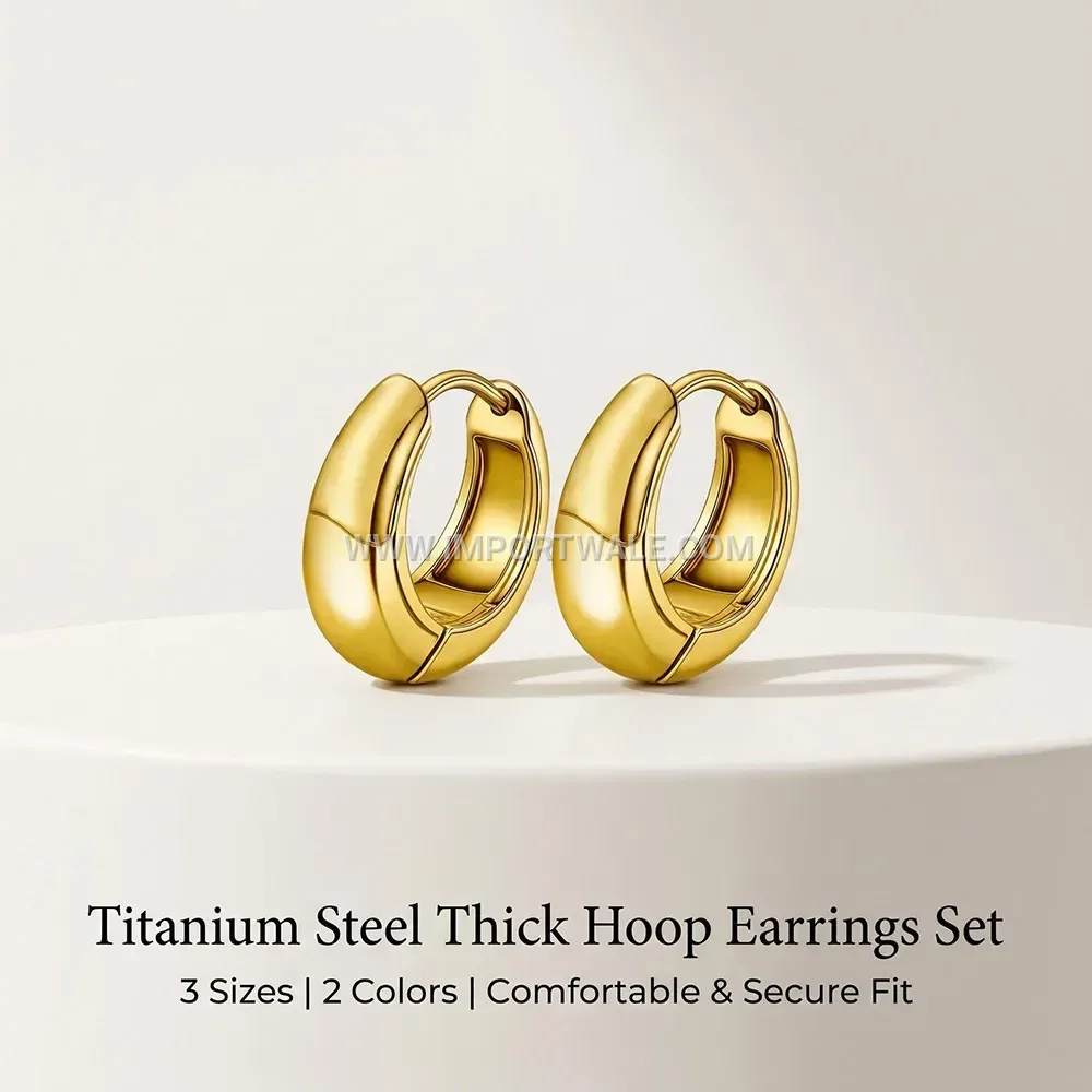 18K Gold Toned Water Drop Stainless Steel Drop Earrings