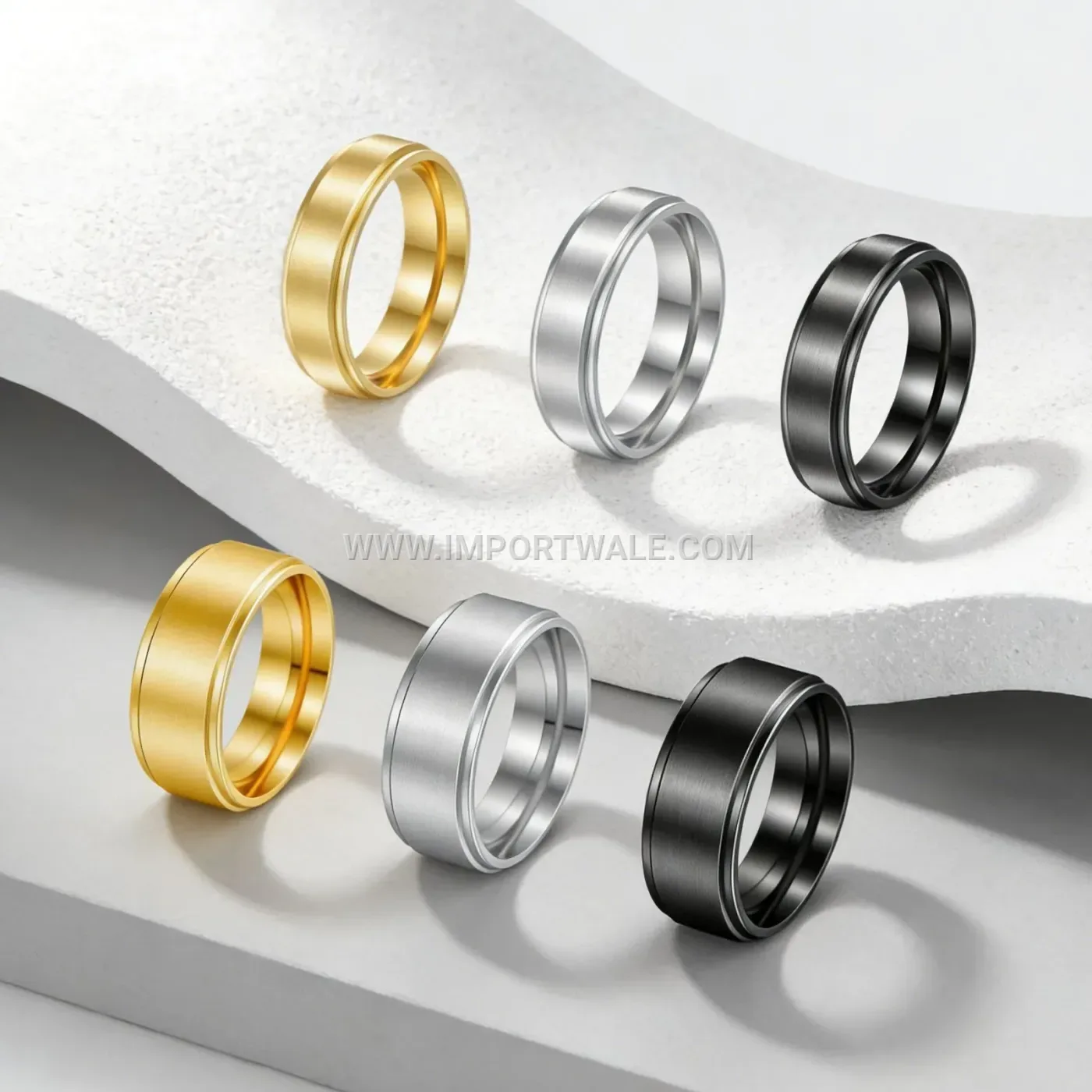 Stainless Steel Enamel Gear Patterned Ring