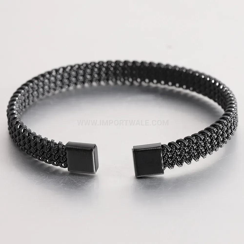 Bold Twisted Stainless Steel Braided Open Cuff Bracelet