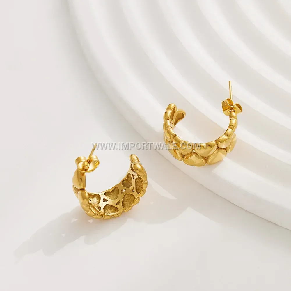 Gold Plated Titanium Steel Geometric Hoop Earrings
